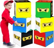 e 6 Large Ninja Treat Boxes - 11.8 X 11.8 Inch Ninja Warrior Party Boxes for Bir