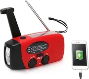 Wind Up Solar Radio,Self Powered Portable Hand Crank Radio with Emergency Flashlight for Household and Outdoor Camping, Hiking