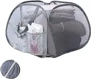 Collapsible Laundry Basket, 90L Foldable Pop Up Square-Mesh，1 Pack Gray