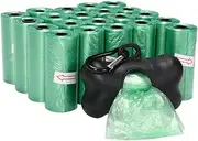 SlowTon Dog Waste Poop Bags, 22 Rolls Thick Strong Unscented Biodegradable Environment Puppy Doggies Pick Up Disposable Bags with Free Dispenser and Leash Clip, Refill Bulk Rolls (Green)