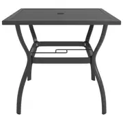 Garden Table With Parasol Hole Square Steel Industrial Style 81.5x81.5x72cm