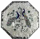 2' Marble Coffee Table Top Inlay Semi Precious Gemstones Bed Side Table vq