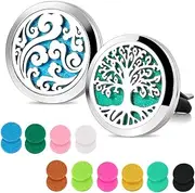 Maromalife Car Diffuser Vent Clip, 2 PCS Aromatherapy Car Vent Clips 1.2 Inches Essential Oil Car Diffuser Lockets with 20 Refill Pads(Tree & Cloud)
