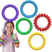 Kids Fidget Bracelets | 5X Stylish Educational Stretchy Silicone Wristband - Calming Sensory Toy, Quiet Prizes Box Toys for Girls, Boys, Classroom, School