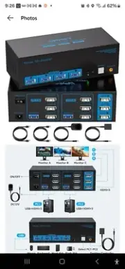 HDMI KVM Switch 3 Monitors 2 Computers 4K@120Hz USB 3.0 KVM VPFCT 8K@60Hz