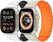 Magnetic for Apple Watch Band 46mm 45mm 44mm Ultra 2 49mm 42mm 41mm 40mm iWatch Bands 38mm Men/Women,Silicone Link Sport Loop Strap Wristbands for Apple Watch Ultra Band Series 10/9/8/7/6 5/4/3/SE/2nd