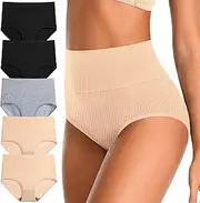 [Asbestt] Womens Underwear Full Coverage Panties for Ladies Soft Breathable Cotton Briefs High Waisted Hipster