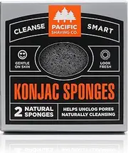 Pacific Shaving Company Natural/Compostable Genuine Korean Konjac Sponge - 2pk | Gentle and Effective Exfoliation, Helps Leave Skin Brighter, Softer, Smoother - Also Perfect for Pre-Shave Prep.