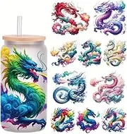 5pcs Vinyl Dragon Cloud UV DTF Cup Wraps Transfer Waterproof Sticker for Glass Cups Furniture Craft DIY Crafts，Rub on Transfer Stickers for DIY Water Bottle Laptop Decal Wood Car