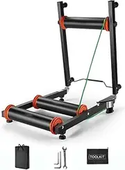Bike Roller Trainers, Bicycle Folding Trainer for Indoor Exercise, Bike Riding Platform, Aviation Grade Aluminum Alloy Mountain Bike Rollers, Level 14 Hardness, Portable Bike Trainer