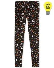 Halloween Pants Glow in the Dark Leggings Holiday Costume Black Womens Small S/P