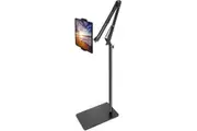 Adjustable Tablet Floor Stand with Double Weight Base and Phone Mount