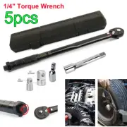 5x 1/4" Drive Click Torque Wrench Ratchet Spanner with Adaptor Extension Bar Set