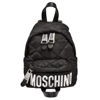 在飛比找momo購物網優惠-【MOSCHINO】菱格紋縫線銀色LOGO尼龍手提/後背包(