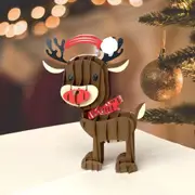 Cute Baby Reindeer Wearing Xmas Hat Pop Up Card