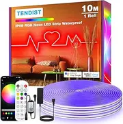 10M RGB Neon LED Strip Outdoor, IP68 Waterproof WiFi Flexible Neon Rope Light Alexa Compatible, 24V DIY Music Sync Silicone LED Neon Lamp for Bedroom, Party, Patio, Outdoor Decor