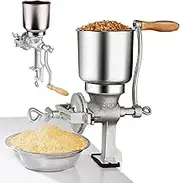 Cast Iron Corn Grinder 17 Inch, Hand Crank Grain Mill, with φ5.1 Inch Big Hopper and 1.5 Inch Bench Clamp, Tall Cast Manual Iron Mill Grinder Oats Corn Wheat Coffee Nuts