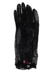 Valentino VLogo Plaque Mesh Gloves 7,8 Black