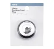 Bath Plug Stainless Steel Basin 38mm Sink Rubber Black Insert
