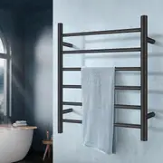 ACA Black Round Aluminum Electric Heated Towel Rack Wall Ladder Warmer 6 Bars