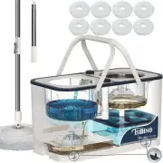 Spin Mop and Bucket System, Mop and Bucket Separate Clean and Dirty Water,4-C...