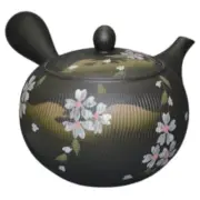 Teapot Kyusu Tokoname - AKIRA - Black - 620 ml cc - Stainless Mesh - Sakura