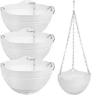 Amosfun 4 Pcs Hanging Pot Hanging Pots for Plants Hanging Baskets for Plants Outdoor Balcony Hanging Planter Hanging Basket Houseplant Hanging Plant Shelf Indoor Plant Pots, White
