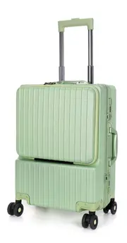 Swiss Aluminium Luggage Suitcase Lightweight with TSA locker 8 wheels 360 degree rolling Carry On HardCase SN8610A Green