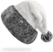 Black Christmas Hats for Adults Plush Black Santa Hat Xmas Fluffy Santa Claus Ha
