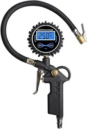 Digital Tire Pressure Gauge with Inflator, 180 PSI High Precision Tire Pressure Gauge with Backlit Display for Trucks, Pickup Trucks, Cars, Vans, Cycles, ycles