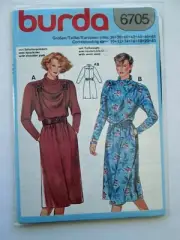 NEW Vintage BURDA Sewing Pattern Dress Long Sleeve Turtle Neck Waist 80's 6705