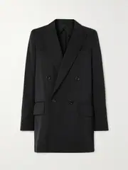 [Max Mara] Max Mara - Levico Double-breasted Wool And Mohair-blend Twill Blazer - Black - UK 10 UK 10 Black