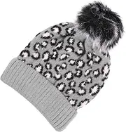 [OATIPHO] Leopard Print Beanie Hats Bonnet Wool Hats for Women Women's Hats & Caps Leopard Hat Woolen Hat Knitted Hat Beanie Hats Grey Yarn