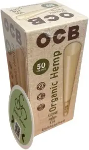 OCB Organic Hemp Unbleached Pre-Rolled Rolling Paper Cones 1-1/4 (84mm) Size - 5