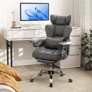 CostwayExecutive Desk Chair with Retractable Footrest and Adjustable Height Reclining Function-Grey