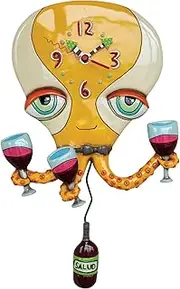 Happy Hour Octopus Hand Painted Pendulum Wall Clock