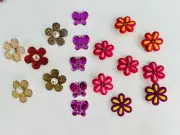 Assorted Flowers Kids Buttons 18 Pieces Daisies Butterfly