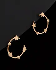 14K Italian Rose Gold Multi Star Open Circle Earrings