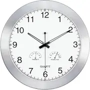 Garden Clocks Outdoor Waterproof, 14 Inches Silent Quartz Clock Outdoor Clocks for The Garden Wall Mounted Aluminum Frame Outside Clock Indoor Outdoor Decoration Clock B