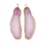Lite Pink Agate Slice 24k Gold Plated DIY Charms Prefect Earring Pair Connectors