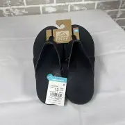REEF MEN'S CUSHION SPRING FLIP FLOPS THONG SANDALS sz 13 M BLACK / GREY BCI3638