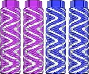 2 Pairs Bike Pegs Aluminum Alloy Rear Stunt Pegs Anti-Skid Foot Pedals Fit 3/8" Axles for Mountain Bike BMX, Purple & Blue