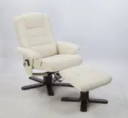 Massage Recliner with Footrest - Cream