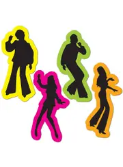 70s Retro Colourful Silhouette Cut Outs Decoration