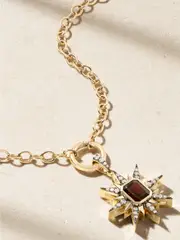 [Marlo Laz] Marlo Laz - Starburst 14-karat Gold, Rhodium-plated, Diamond And Garnet Necklace - Red - One size One size Red