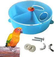 Paifeancodill Parrot Foraging Wheel Toy - Interactive Treat Puzzle Feeder for Birds, Clear Plastic, Durable Foraging Ball with Mounting Hardware, 5.12 Inches Diameter (Blue)