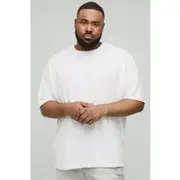 Mens White Plus Oversized Towelling Jacquard T-Shirt