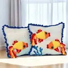2 pcs "Goldfish" 3D pillow covers, 100 % cotton crochet pillow case, cushion