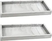 [fkngcp] Bathroom Tray 2Pcs Silicone Vanity Tray 7.8x4 Inch Shatterproof Soap and Sponge Holder Kitchen Sink Organizer for Scrubber, Jewelry, Keys Marble Veins Vanity