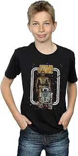 [Absolute Cult] Star Wars Boys R2-D2 And C-3PO Vintage T-Shirt Black 9-11 Years